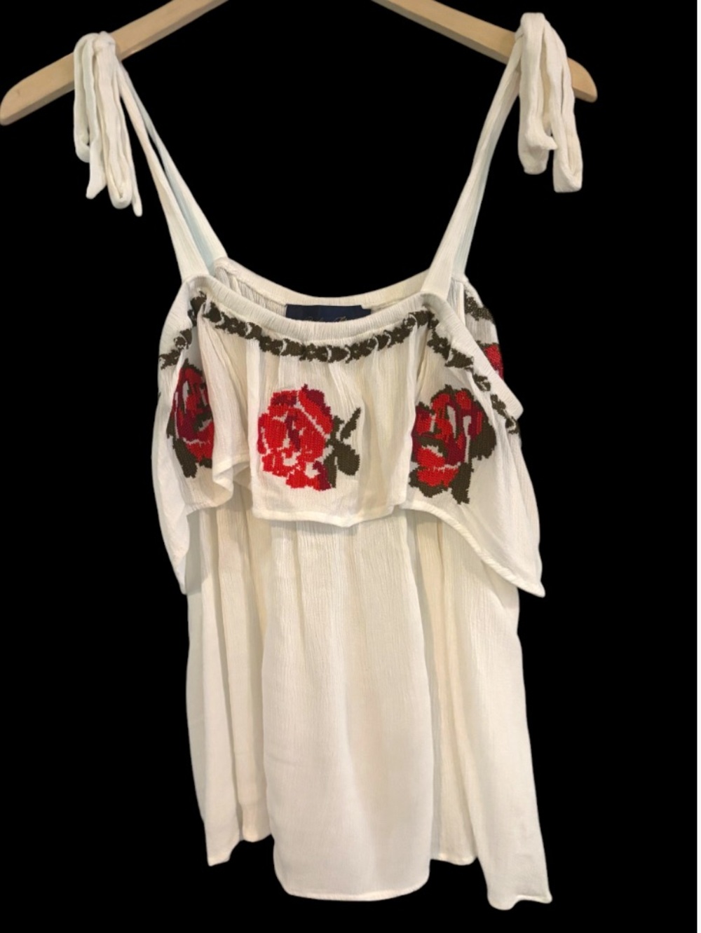 Blue Rain White Tiered Embroidered Tank Top